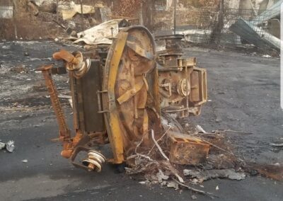 A phot of a burnt vehicle.